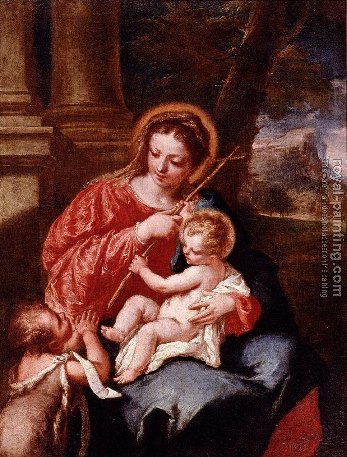 Giovanni Antonio Guardi : Antonio Madonna And Child With Sain John The Baptist
